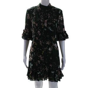 Isabel Garcia Women's Short Sleeves Ruffle Tiered Floral Mini Dress Size S